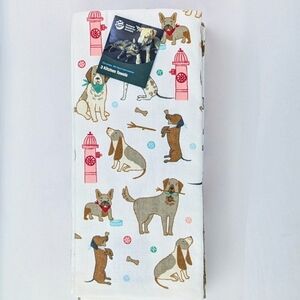 Kitchen Towels Set Of 3 Dogs Fire Hydrants Bones Sticks Balls White Brown NWT
